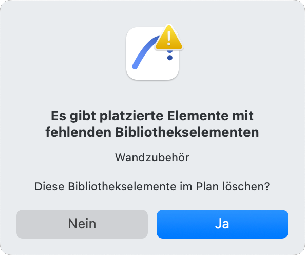 Dialog mit platzierten Elementen aus fehlenden Bibliotheken