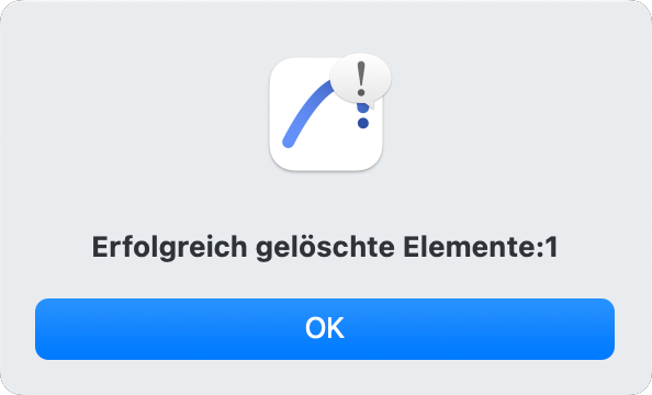 Erfolgsmeldung nach dem Löschen